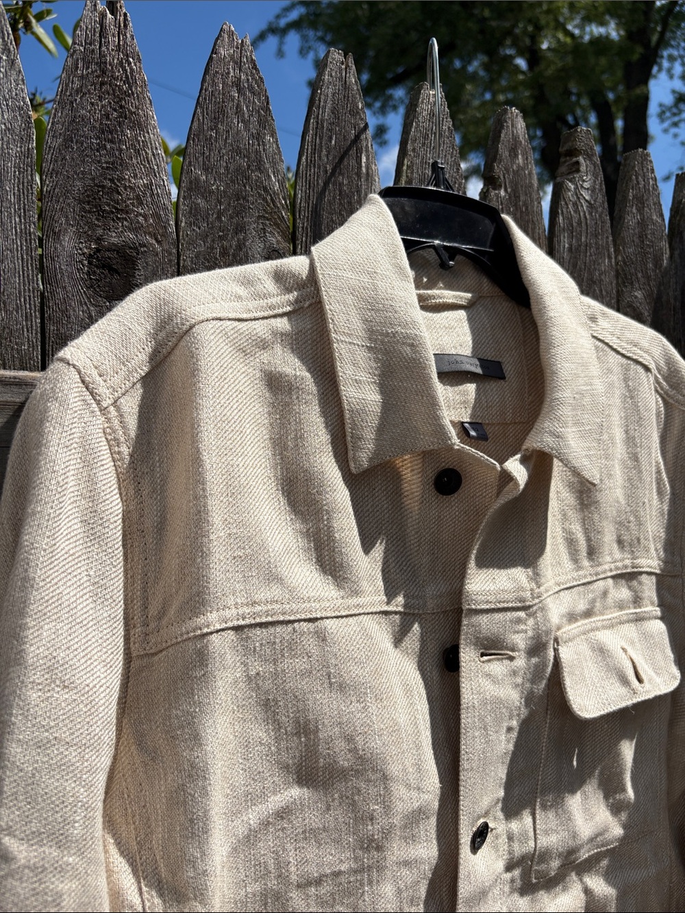 John Varvatos size 42R linen with cotton natural color jacket!!